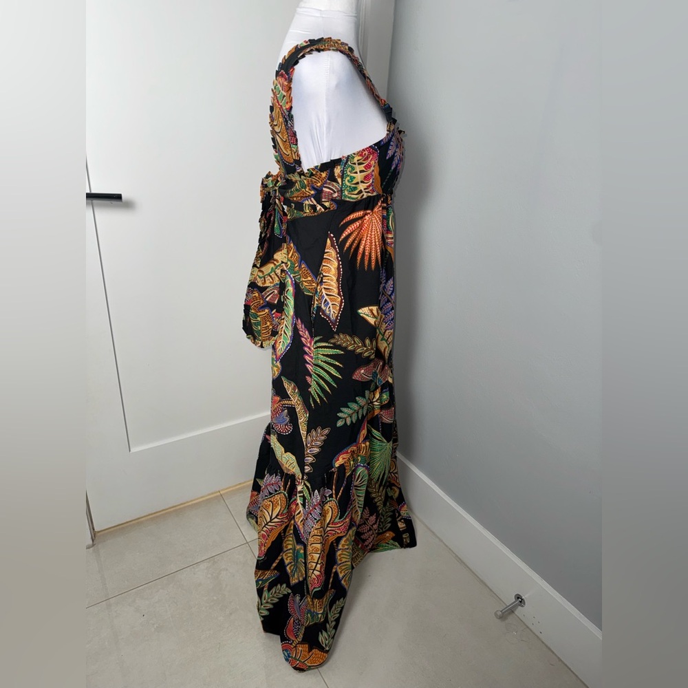 Farm Rio Cool Foliage Black Sleeveless Maxi Dress/Size XXS - Picture 5 of 9